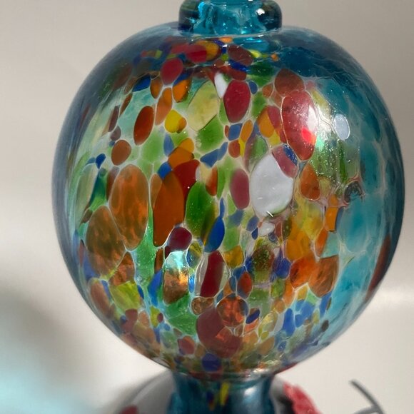 Hand Blown Glass Hummingbird Feeder - Picture 3 of 13